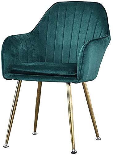 Samt Esszimmerstuhl mit Metallbeinen und Rückenlehnen Freizeit Sofa Stuhl Grün Samt Sitz (Goldene Beine)