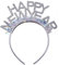 Ymxil Silvester Haarreif - Happy New Year Partyhüte, Weihnachten Glitzer Haarschmuck 2025, Neujahr Dekoration Zubehör Foto Requisiten (Silber)
