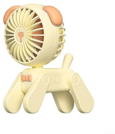Mini ventilador giratorio ajustable, funcionamiento silencioso, adecuado para el hogar y viajes (perro amarillo)