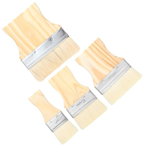Thinp 4Pcs Flat Paddle Paint Brush,Wide Paint Brush Large Acrylic Brushes 2/3/4/5 Inch Paint Brush with Poplar Handle Flat Paddle Art Brush Wool Paint Brush Flat Paint Brush for Oil and Acrylic Paints