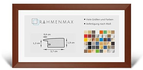 RahmenMax® Toskana Bilderrahmen Bildmaß 40x100 cm zum Aufhängen/Maßanfertigung möglich/MDF Posterrahmen in Kirschbaum Dekor mit Acrylglas Antireflex/Puzzle Rahmen