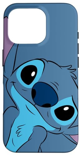 Hülle für iPhone 16 Pro Disney Lilo and Stitch Niedliches Stichgesicht, Schiefergrau