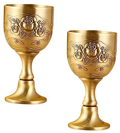 Cabilock 2 Piezas Copa De Vino Cáliz Dorado Mini Copas De Vino Copas De Brindis Vasos Antiguos Mini Vasos De Copa En Gafas Redondas Copas De Whisky Platillo Aleación De Zinc