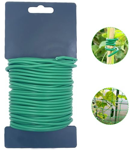 Pflanzendraht, Gartendraht Bindedraht Blumendraht, 20 m Pflanzenbinder Bindedraht Blumendraht Grün Pflanzenband Gartendraht Gummiert Pflanzen Draht von Kletterrosen Geeignet, PflanzenstüTze im Garten