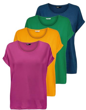 ONLY Haut Onlmoster pour Femme, Lot de 4 (Very Berry, Simply Green, Golden Yellow, Gibraltar Sea), M