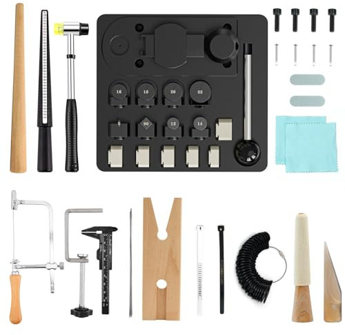 GAXPAK Ring Bender Tool Ring Bending Tool, Spoon Ring Maker Machine Jewelry Making Kit with Nylon Dies, Complete Ring Bending Tool Set Ring Measuring Kit Ring Making