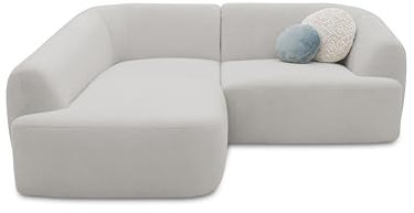 DOMO. collection Ecksofa Ansina, kleine Couch in L-Form, mit Taschenfederkern, organische Form, Sofa, Polsterecke, Eckcouch, Polstergarnitur 216 x 196 x 76 cm (BxTxH), Silber
