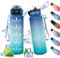 Gourde 1L, Gourde avec Paille, Bouteille de Motivation, Bouteille Sport Étanche, Bouteille Reutilisable, Gourde Marqueur de Temps, Bouteille d'eau pour Adulte, Randonnée, Sport, Fitness, Voyage