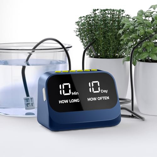 Sistema automático de riego de plantas, sistema de riego automático de plantas, kit de riego automático por goteo con temporizador programable, pantalla LED, sistema de riego interior de alimentación