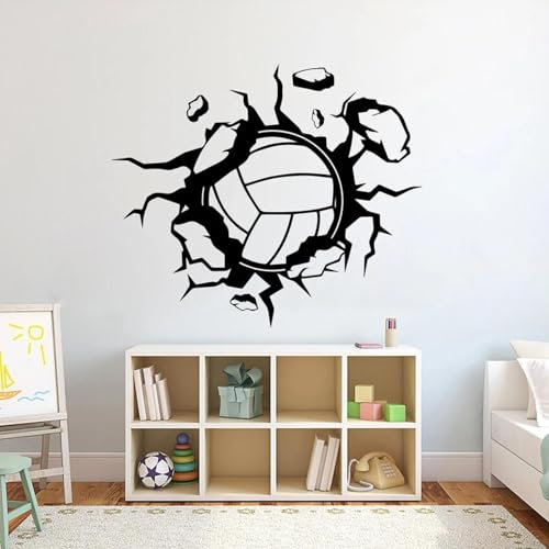 YUSENHUA Selbstklebender Volleyball Dekorationsaufkleber Vinyl Volleyball Sportfan Aufkleber Teenager Zimmer Wandbild