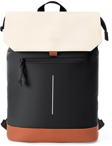 Lekespring Damen Rucksack aus Mattleder mit 15,6 Laptopfach – Eleganter City und Business Backpack für Uni, Schule, Reise und Alltag mit Organizer-Fächern, Beige Schwarz Braun