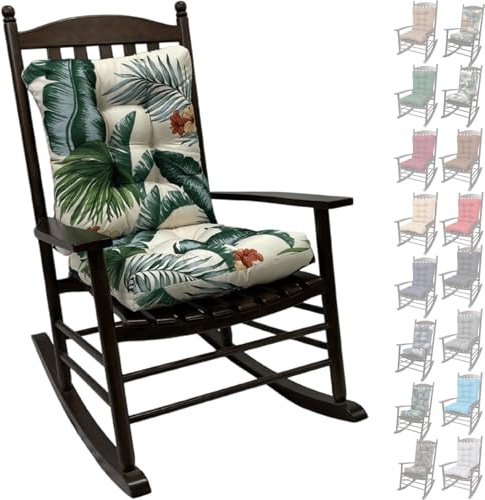 uyeoco 2-Pack Waterproof High-Back Garden Rocking Chair Cushions with Ties 6-8cm Thick Padding - Indoor/Outdoor Replacement Seat Pads for Rattan Chairs, Sofas & Sunloungers(1S,43x43x8/53x43x8cm)