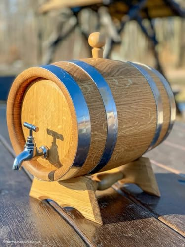 Generisch Eichenfass Holzfass, Weinfass oder Whiskyfass mit Ständer und Zapfhahn, Verschiedene Größen 1L-20L (20 Liter)