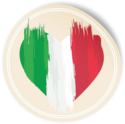 itenga 24x Sticker Aufkleber ITALIEN rund 4cm aus Papier I Scrapbooking I selbstklebend I Deko-Sticker für Mottoparty, Geschenke, DIY, Basteln I Aufkleber im Herz-Design in italienischer Flagge