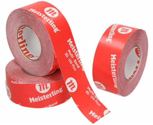 Meisterling® Multi - Band 3D - UV PLUS rot - von Hand reißbar - flexibles Hochleistungs-Klebeband für Dampfsperren & Dampfbremsen etc. (2, 60mm x 25m)