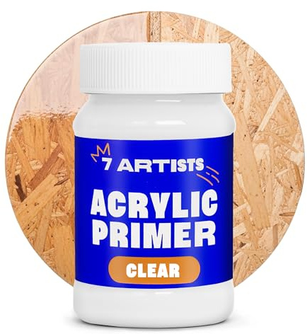 7 Artists Acrylic Primer Klar 100 ml – Acryl Gesso Grundierung für Leinwand, Holz, Papier, Stein | Primer Acryl Grundfarben | Acrylic Gesso für Acrylfarben, Ölfarben, Aquarellfarben