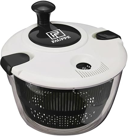 FAUPPE Essoreuse à Salade 5L – sans BPA – Bol Transparent avec Panier Amovible – Base Antidérapante – Lave-Vaisselle – Accessoire de Cuisine pour Salades, Légumes et Fruits