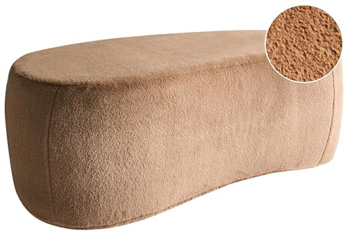 Beliani Modern Upholstered Faux Fur Stool Pouffe Accent Solid Pattern Brown Bayard