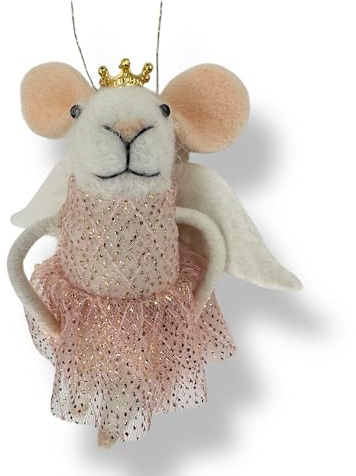Crispe home & garden | Filzfigur Maus Prinzessin | handgemachte Deko-Figur – Anhänger aus Filz | Weihnachtsbaumdeko | Miniaturfigur | Geschenkidee