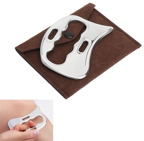 Gua Sha Edelstahl Faszienmesser mit Doppelloch-Design Professioneller Guasha Schaber für Muskelentspannung, Lymphdrainage & Physiotherapie Tragbares Massagegerät mit Filz-Aufbewahrung für Ganzkörper