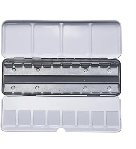 Watercolour Paint Set Art Metal Watercolor Tin with Fold-Out Palette, Large Tray with 52 Empty Half Pan for Artist(24 Slots)