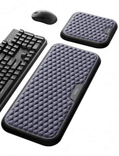 VAYDEER Repose-poignet XL pour clavier et souris, Bleu | Large surface en mousse à mémoire pour soutenir poignets et avant-bras pendant les longues sessions.