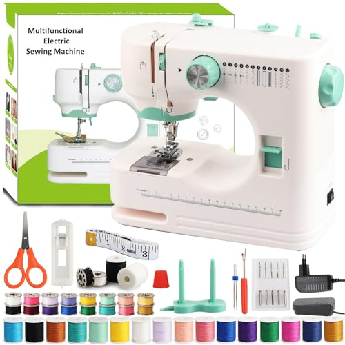BRICH Mini Nähmaschine für Kinder – Kompaktes Nähset mit 12 integrierten Stichen, Duale Geschwindigkeitskontrolle & Fußpedal | Vollständiges Zubehörset für Anfänger, Heim-DIY, Bastelprojekte und Nähbe