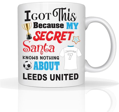 Star Online Personalised Funny Football Fans Mug Leeds United Gifts for Men Secret Santa Christmas Gifts, Custom 11oz Ceramic Coffee Cup for Colleagues & Friends