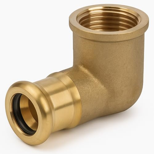 Westco Messingpresse, weiblich, 90°-Winkel, Pressfitting auf BSP-Gewinde, Wasser- und Heizungssysteme, 28 mm x 2,5 cm
