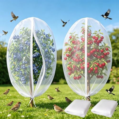 2PCS Insect Bird Barrier Netting Mesh with Drawstring, 1.8 * 1.2M Garden Bug Netting Plant Cover, Tomato Protective Cover Fruits Tree Blueberry Bush Netting Cover Bag for Vegetables Fruits Flower