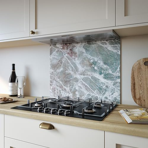 Rainforest Marble Kitchen Splashback Panel, Heat Resistant Aluminium Splashback, Modern Kitchen Wall Protector, Easy Clean,Easy Installtion 600x800mm