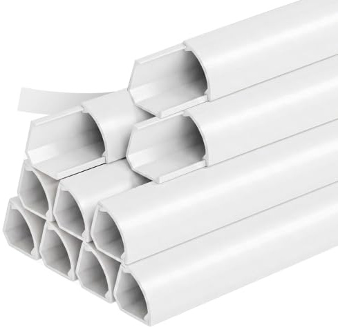 4m Cable Cover for Corner - White Self-adhesive Corner Trunking for 1-2 Cords, Conduit Trunking Wire Cable Hider for Right Angle Wall & Floor Internal Corner