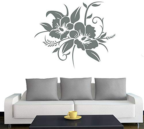 A690 Wandtattoo Hibiskusblüte 40cm x 33cm grau (erhältlich in 40 Farben und 4 Größen)