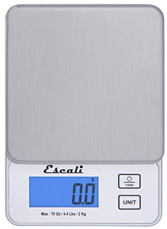 Escali Vera PR2000S Balance compacte de haute précision pour la cuisine, la pâtisserie et les herbes, mesure les ingrédients liquides et secs, affichage numérique LCD, capacité de 2 kg, argenté