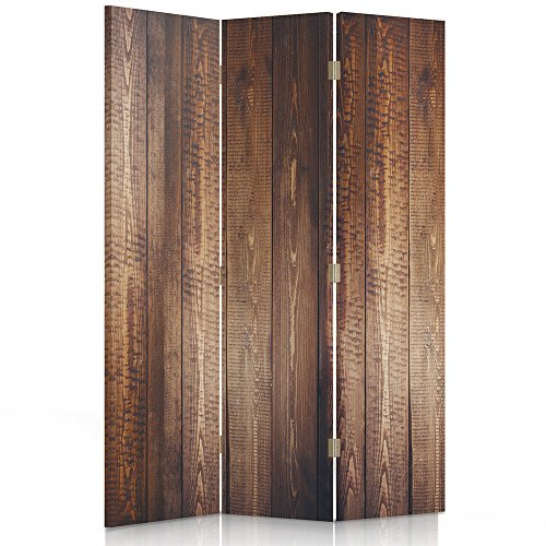 Feeby Paravent Planche 3 Panneaux 110x150 cm Une Seule Côté Cloison de séparation Écran Pliant Paravent Interieur Décoratif Mur Espagnol Impression sur Toile Chambre d'enfant Salon Bureau Bois Brun