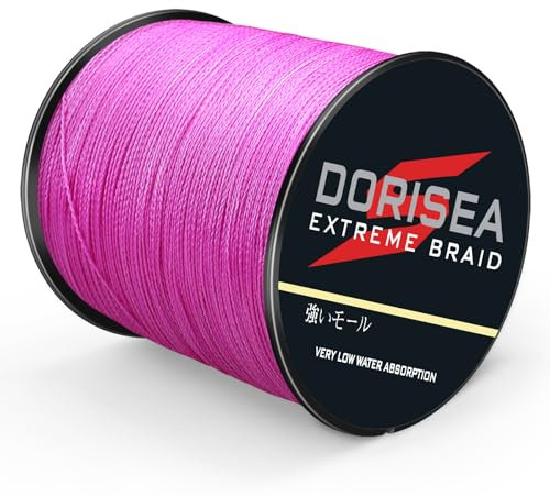 Dorisea, lenza da pesca intrecciata Extreme Braid in 100% Pe, lunghezza 300 metri, test 2,7-136,1 kg (rosa, 90,7 kg/0,75 mm (8 fili))