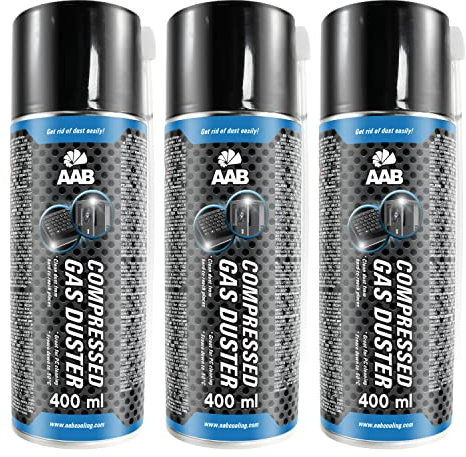 AABCOOLING Compressed Gas Duster 3 x 400ml - Air Duster for Cleaning Computer, Keyboard, and Other Office Equipment, Air Compressor, PC, Keyboard Cleaner, Aerosol Duster, Can Computer Cleaning Kit