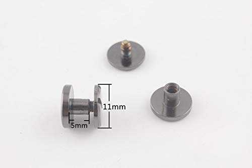 Gunmetal, 11 mm x 5 mm 9 Different Taille zinc Vis en alliage ronde Rivets Chicago vis à vis Concho Chicago Bouton pour la décoration en cuir bricolage Bookbinding. 20 ensembles par lot H70