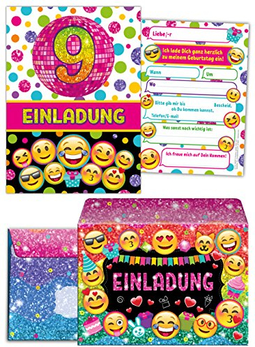JuNa-Experten 12 Einladungskarten inkl. 12 Umschläge – 9. Geburtstag Mädchen, Einladungen zum neuten Kindergeburtstag, Kartenset für Party