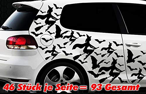 HR-WERBEDESIGN 93x Hexe Sterne Star Auto Aufkleber Wandtattoo Hexenkutsche Gothic Halloween XXX