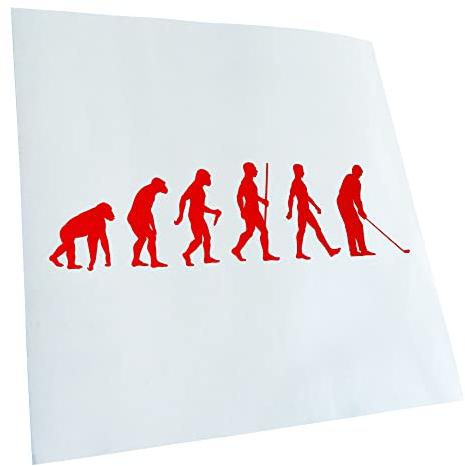 Kiwistar - Autoaufkleber - Evolution Golfer - Golfplatz - rot - 20x6cm - Heckscheibe Auto Aufkleber wetterfest für Kfz LKW Mofa Truck - Sticker außen selbstklebend Tuning Zubehör für Fenster Fahrzeug