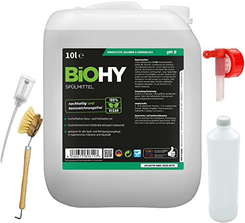 BiOHY BiOHY Spülmittel-Set 10 Liter Kanister + Zubehör | | Spülmittel | Auslaufhahn | Dosierer | Mischbehälter | Spülbürste | Ökologisches Reinigungsmittel für nachhaltiges Reinigen