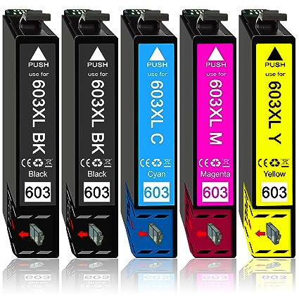 5er 603xl Multipack kompatibel mit Epson 603 603XL für XP-2100 XP-2105 XP-2155 XP-3100 XP-3105 XP-3150 XP-3155 XP-4105 XP-4155 WF-2810 WF-2820 WF-2830 WF-2835 WF-2840 WF-2845 WF-2850 WF-2870