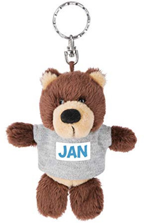 NICI 44676 Schlüsselanhänger Bär mit T-Shirt Jan 10cm, Braun