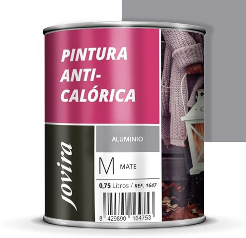 JOVIRA PINTURAS Pintura Anticalórica alta Temperatura. Diseñada para decorar, proteger y dar a las superficies un acabado resistente a las altas temperaturas. (750 Mililitros, Aluminio)