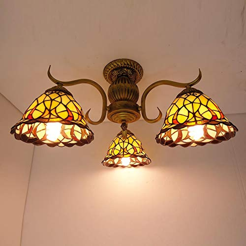 Tiffany-Stil Deckenleuchte, 3 flammige, 5 flammige, Vintage Glasmalerei Deckenlampe, Retro Dekoration Pendelleuchte Hängelampe Für Wohnzimmer Schlafzimmer Esszimmer,220V,41