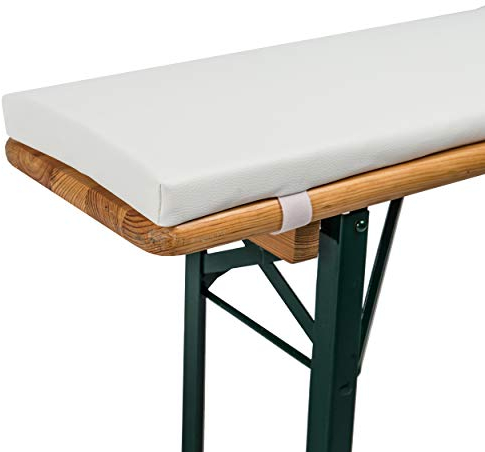 TexDeko Bierbankauflage gepolstert 220x25x4cm XL Kunstleder für Bierzeltgarnitur Polsterung für Bierbank (Weiß)