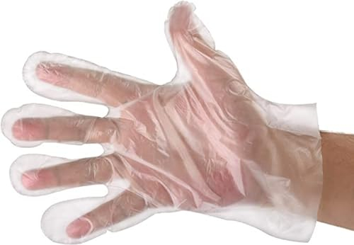 REQUISITE NEEDS Disposable Gloves Clear Plastic Polyethylene Transparent Waterproof Gloves For Multi Purpose - Sanitary, Food Prep, Home tasks, Cleaning, Work Gloves Powder & Latex Free (Pack Of 1000)