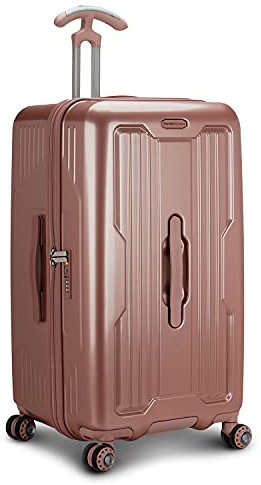 Traveler's Choice Ultimax Hartschalen-Koffer, Polycarbonat-Koffer, Schwenkrollen, Rosa, Checked 26-Inch