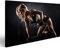 Bild auf Leinwand Fitness Hanteln Brutal Athletische Frau Aufpumpen Muskeln Wandbild Poster Kunstdruck Bilder
